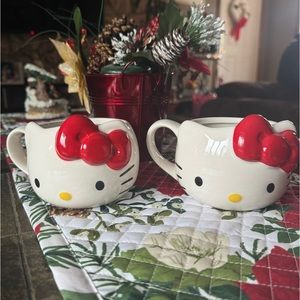 Hello Kitty Shaped Coffee Mugs with Big Red Bow SET OF 2